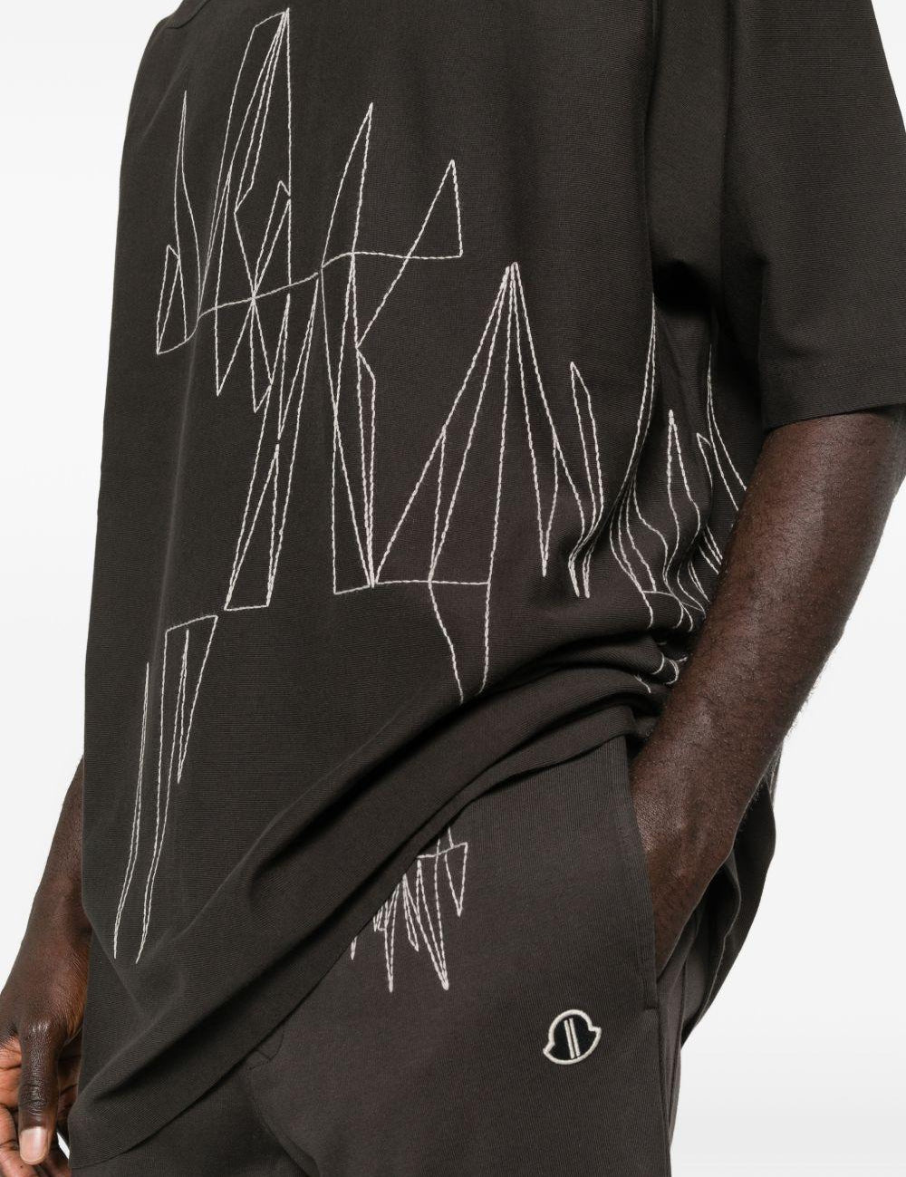 T-shirt a maniche corte jumbo in grigio Rick Owens x Moncler - unisex 