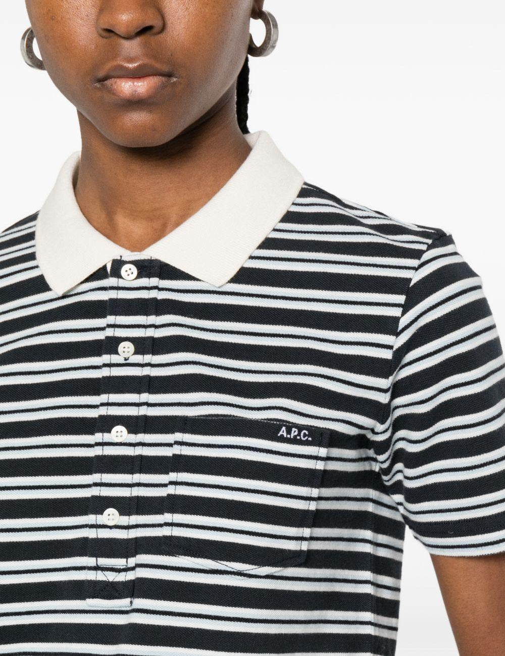 Polo con colletto a righe in beige e blu A.P.C. - donna 