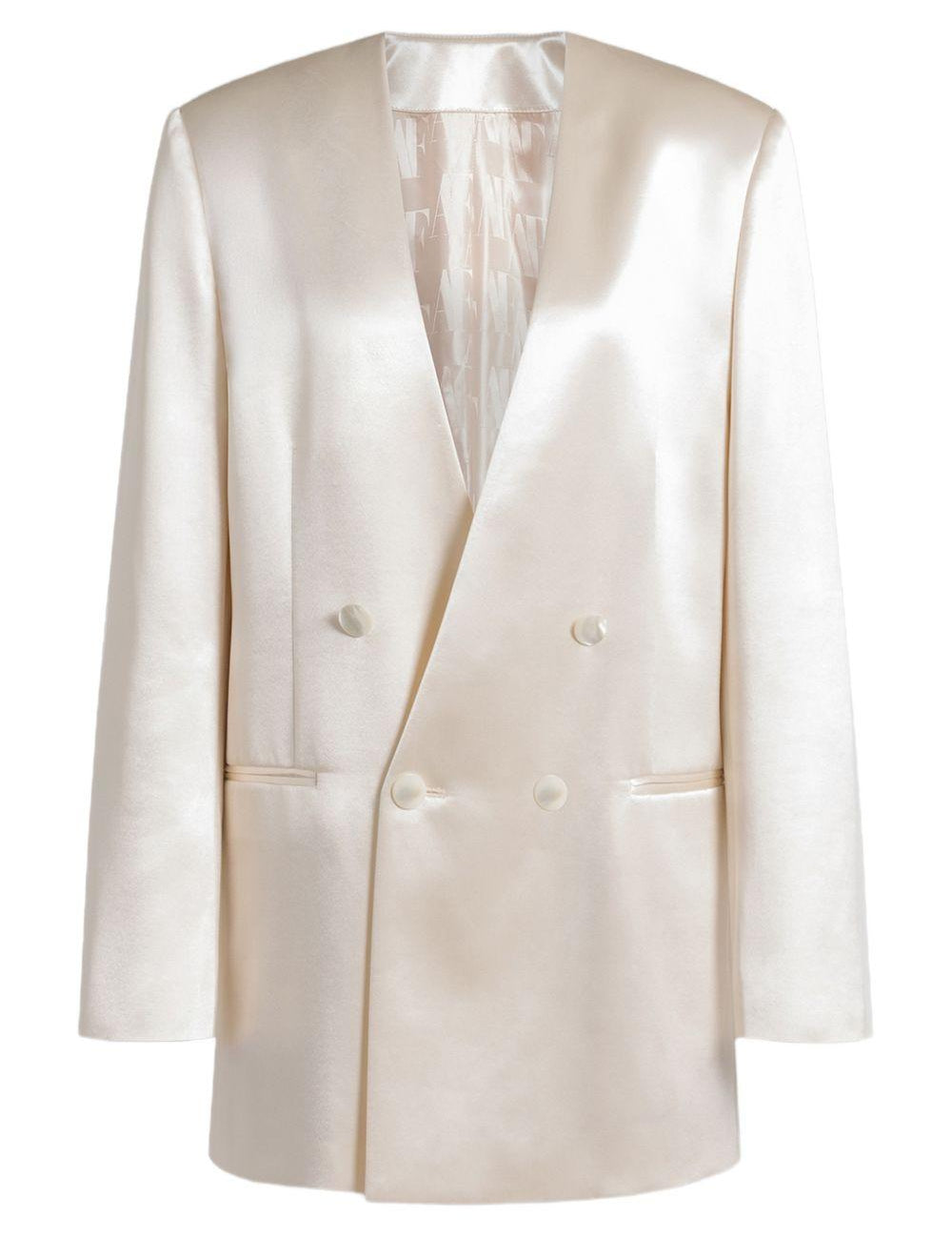 Giacca doppiopetto satinata in avorio Alberta Ferretti - donna 