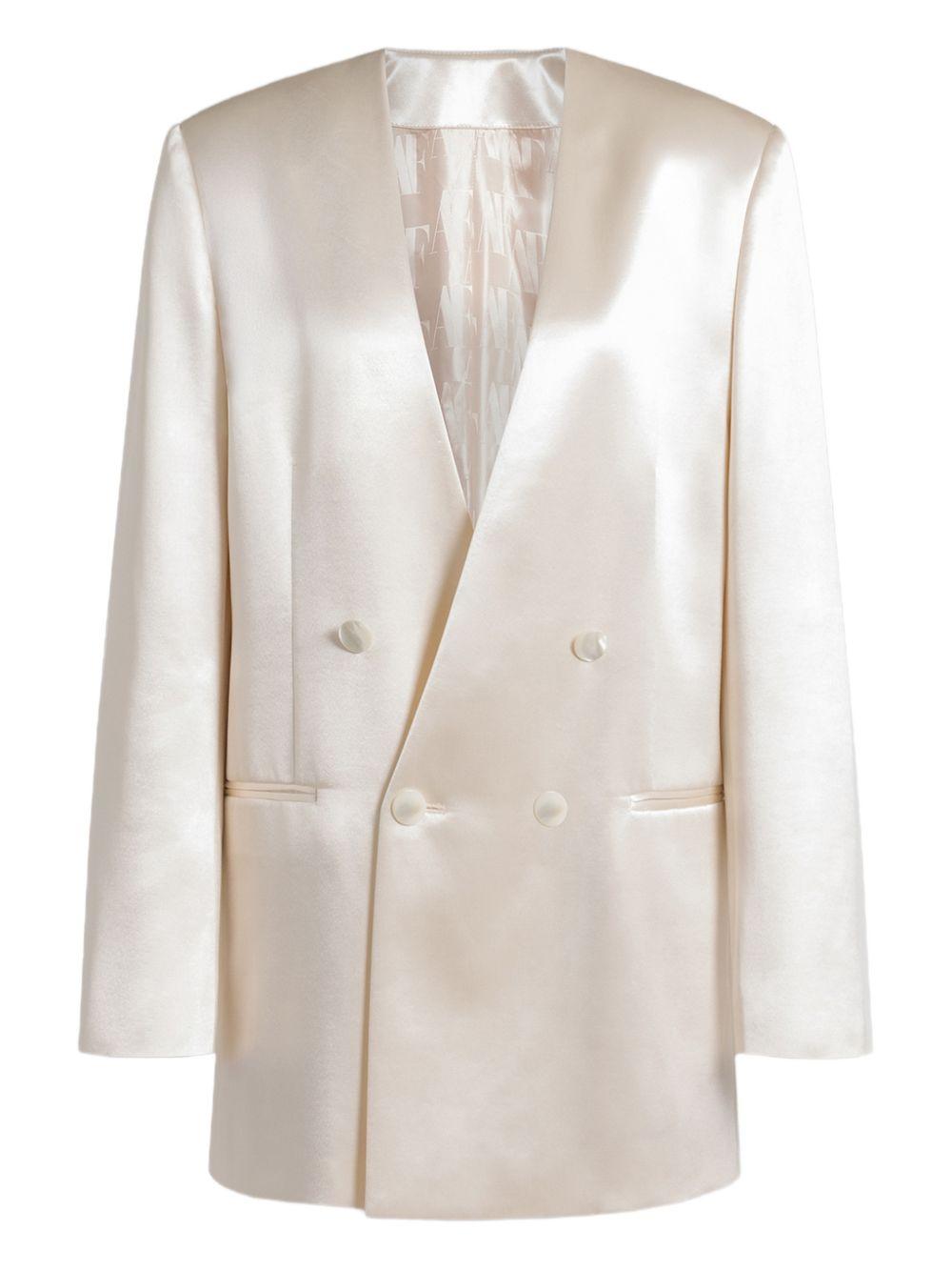 Giacca doppiopetto satinata in avorio Alberta Ferretti - donna 