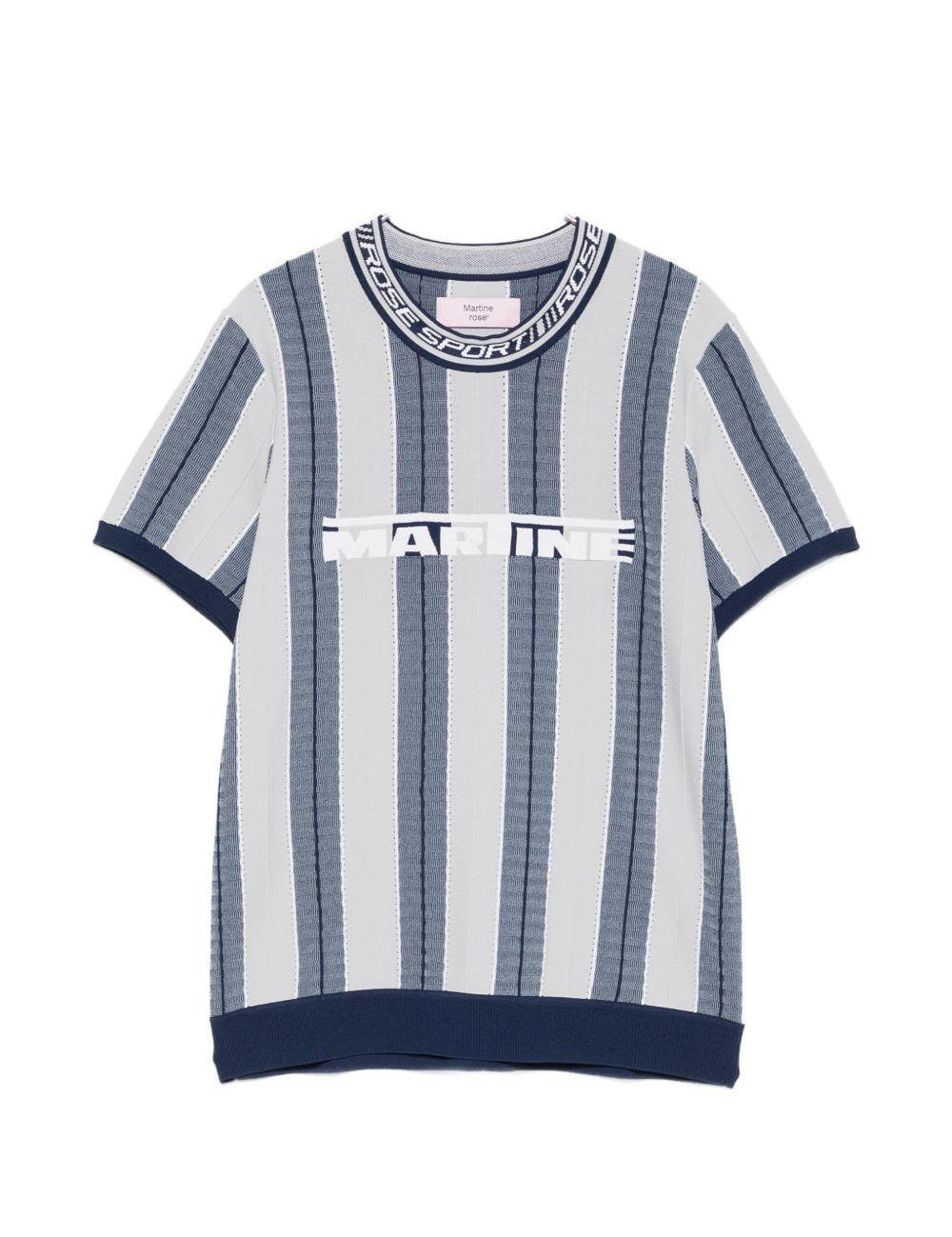 T-shirt con grafica a righe in blu e grigio Martine rose - uomo 