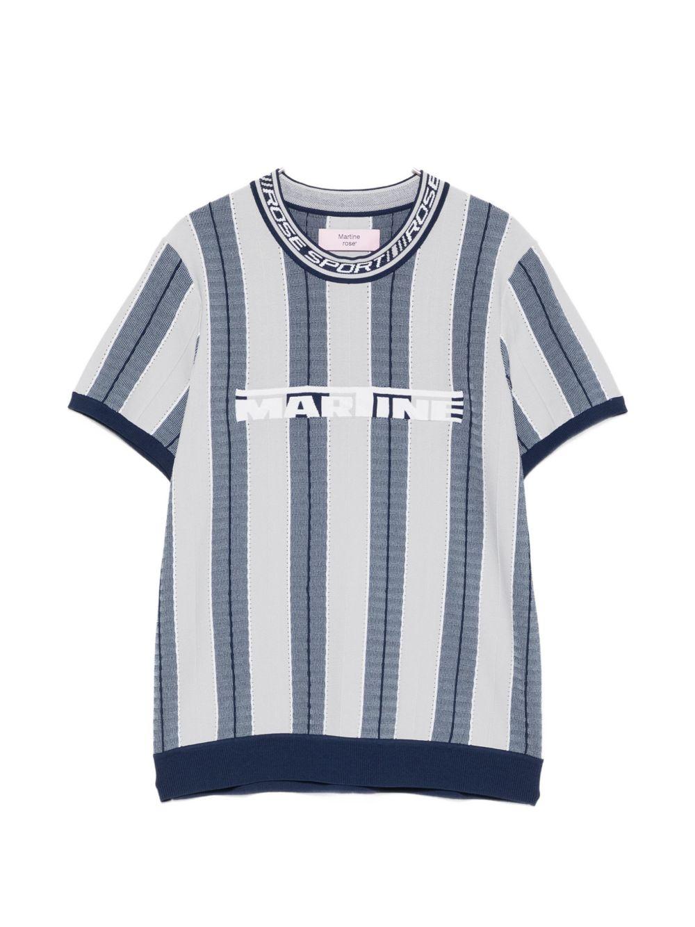 T-shirt con grafica a righe in blu e grigio Martine rose - uomo 