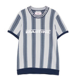 T-shirt con grafica a righe in blu e grigio Martine rose - uomo 