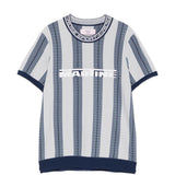 T-shirt con grafica a righe in blu e grigio Martine rose - uomo 