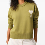 Maglione girocollo in verde Ami paris - uomo 