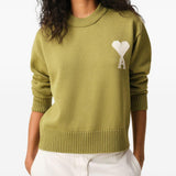 Maglione girocollo in verde Ami paris - uomo 