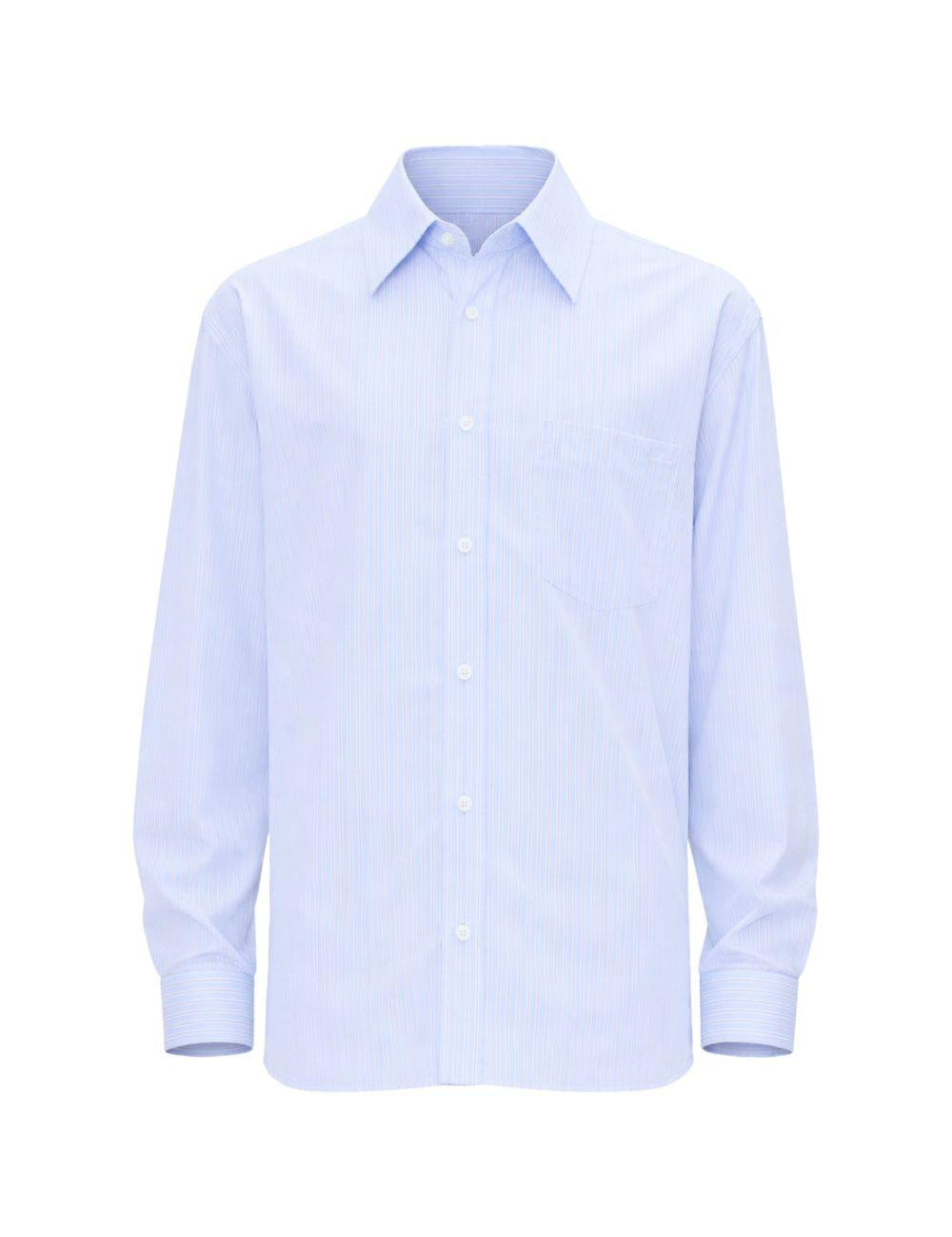 Camicia a righe in cotone con dettaglio tasca in azzurro A.P.C. - uomo 