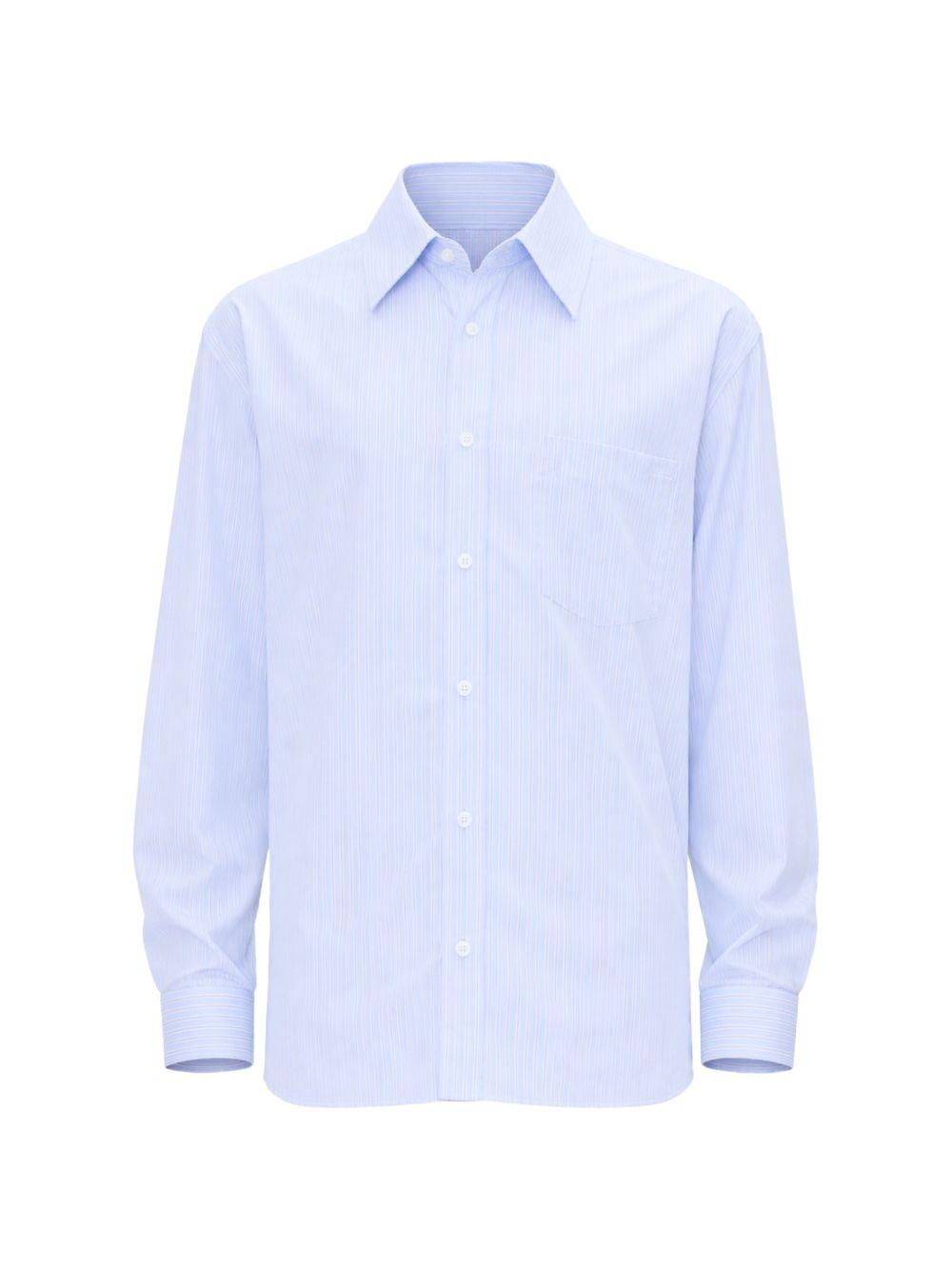 Camicia a righe in cotone con dettaglio tasca in azzurro A.P.C. - uomo 