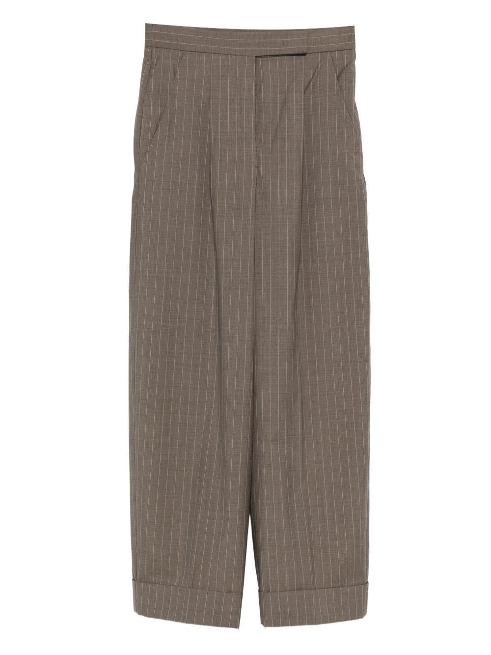 Pantaloni gessati in lana in marrone Maxmara - donna 