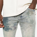 Jeans con effetto vissuto in blu Purple - uomo 