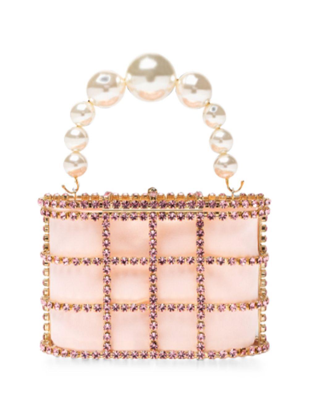 Borsa a mano con cristalli e perle holli in rosa Rosantica - donna 
