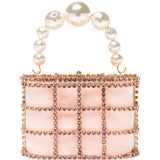 Borsa a mano con cristalli e perle holli in rosa Rosantica - donna 