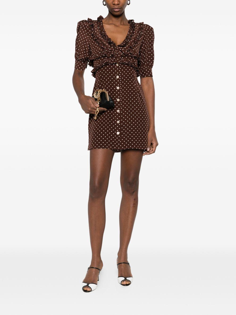 Abito corto con pois in marrone Alessandra Rich - donna 