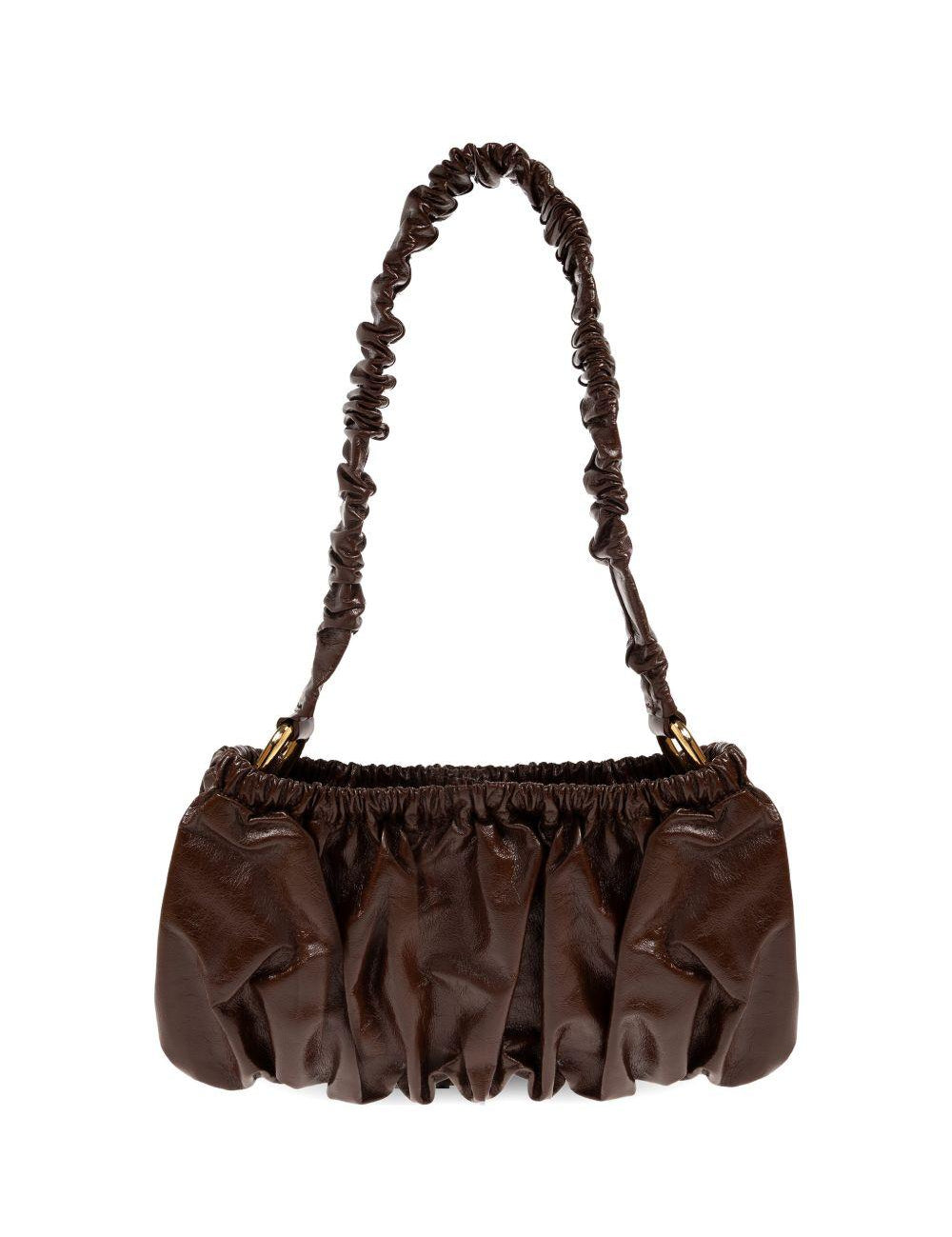 Borsa in pelle arricciata marrone 