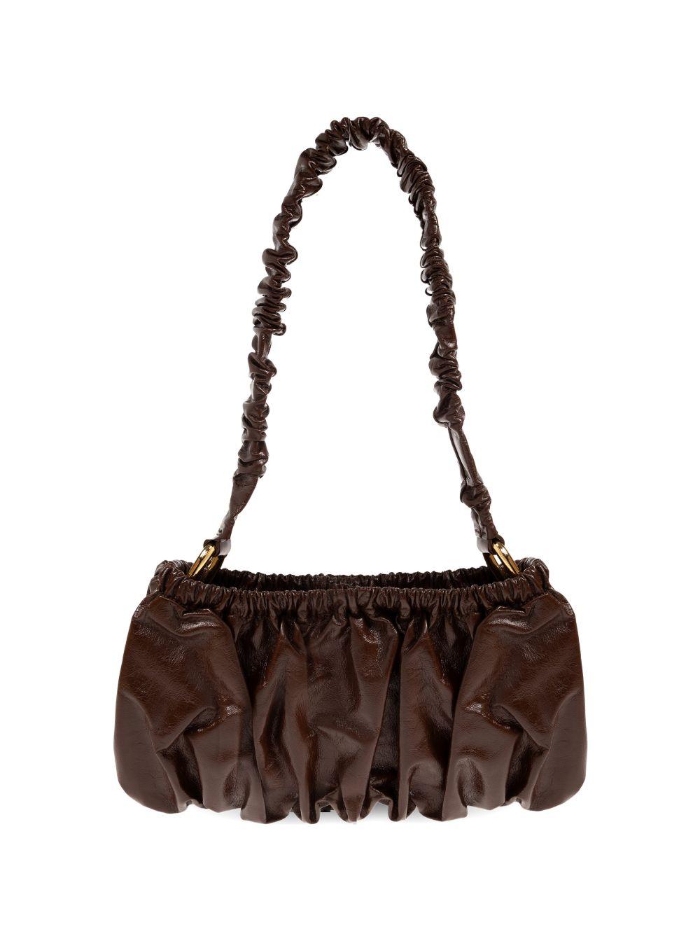 Borsa in pelle arricciata marrone 