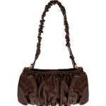 Borsa in pelle arricciata marrone 