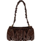 Borsa in pelle arricciata marrone 