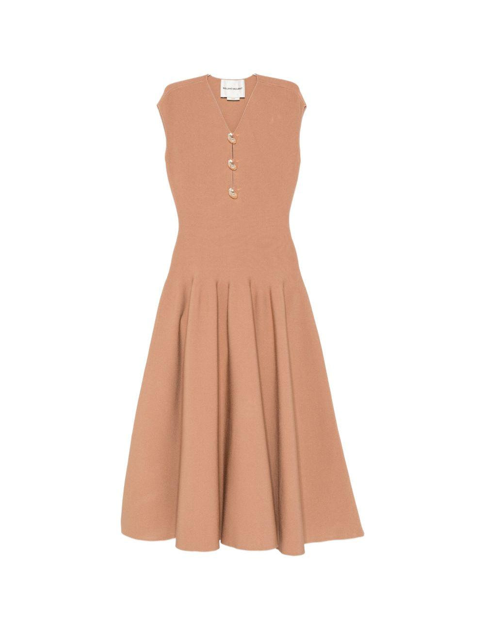 Abito midi con desigh svasato in marrone Roland mouret - donna 
