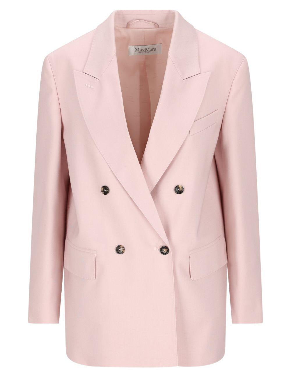 Blazer doppiopetto in lana, mohair e seta ombrosa in rosa Maxmara - donna 