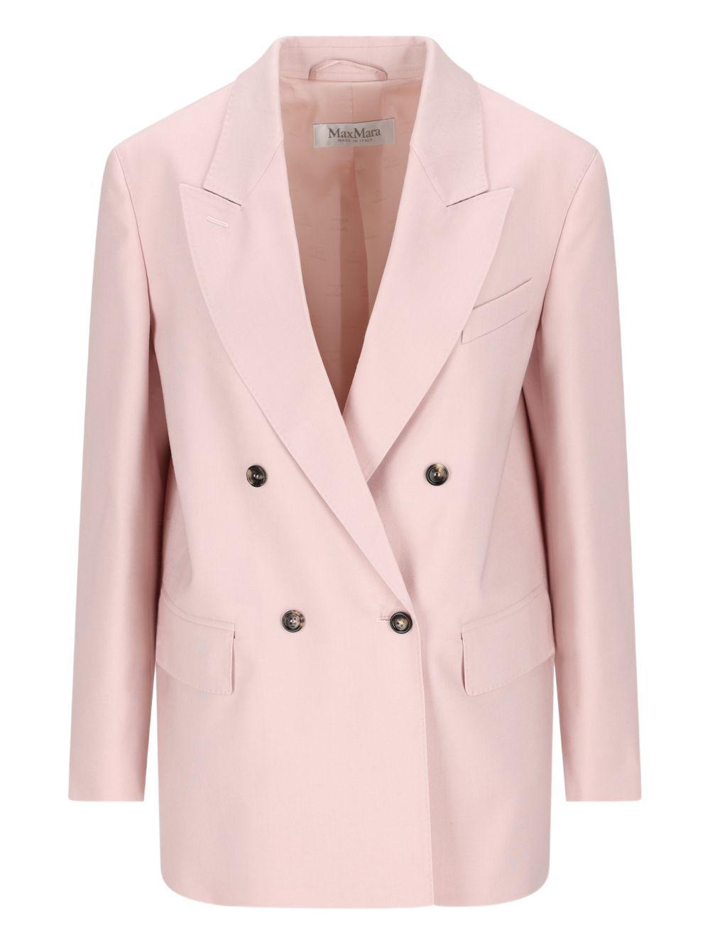 Blazer doppiopetto in lana, mohair e seta ombrosa in rosa Maxmara - donna 