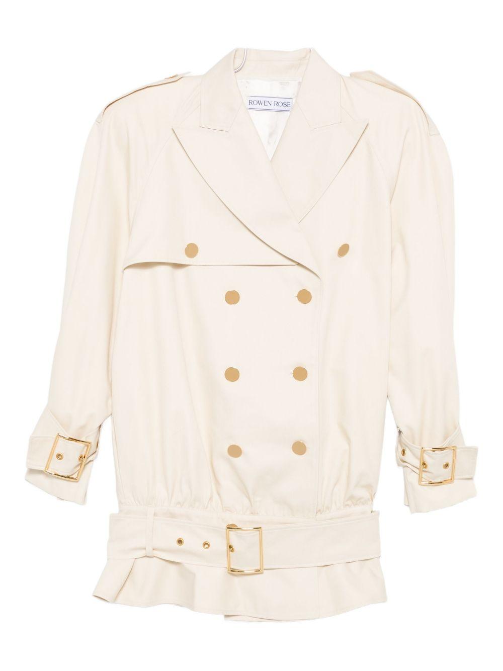 Cappotto corto doppiopetto in beige Rowen Rose - donna 