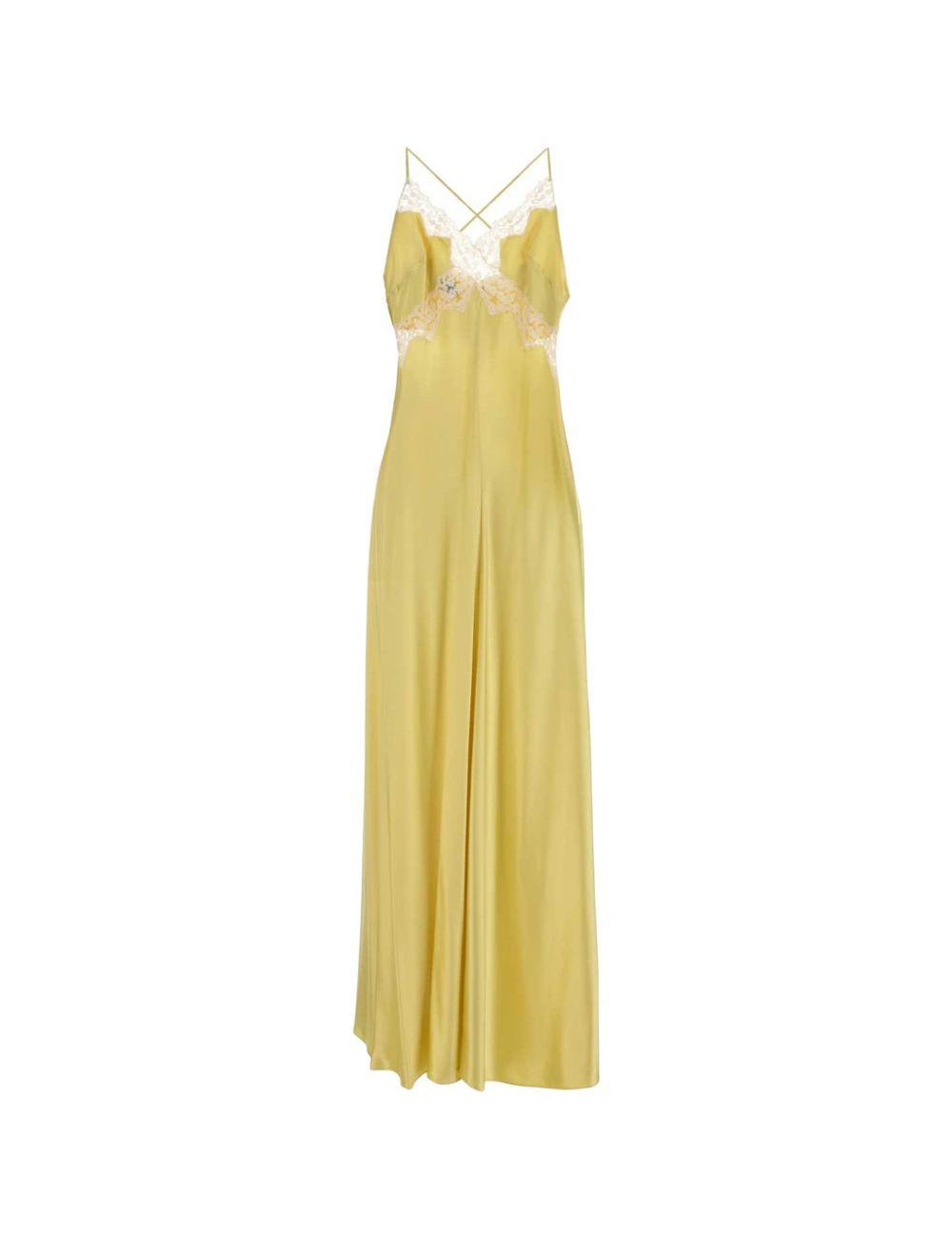 Abito lungo con orlo in pizzo giallo Alberta Ferretti - donna 