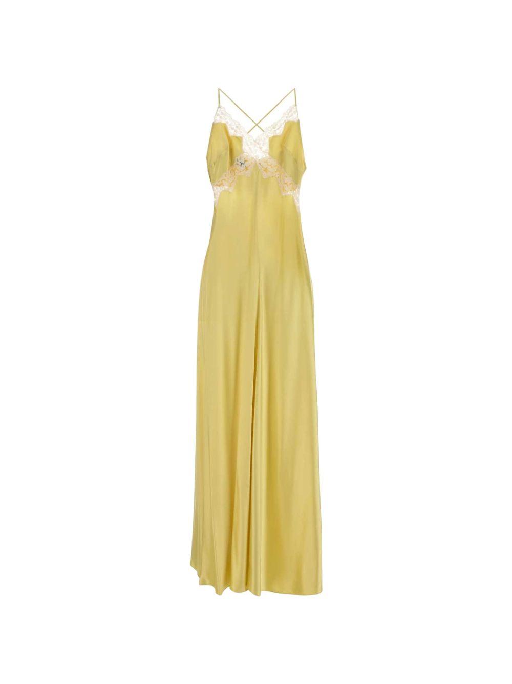 Abito lungo con orlo in pizzo giallo Alberta Ferretti - donna 