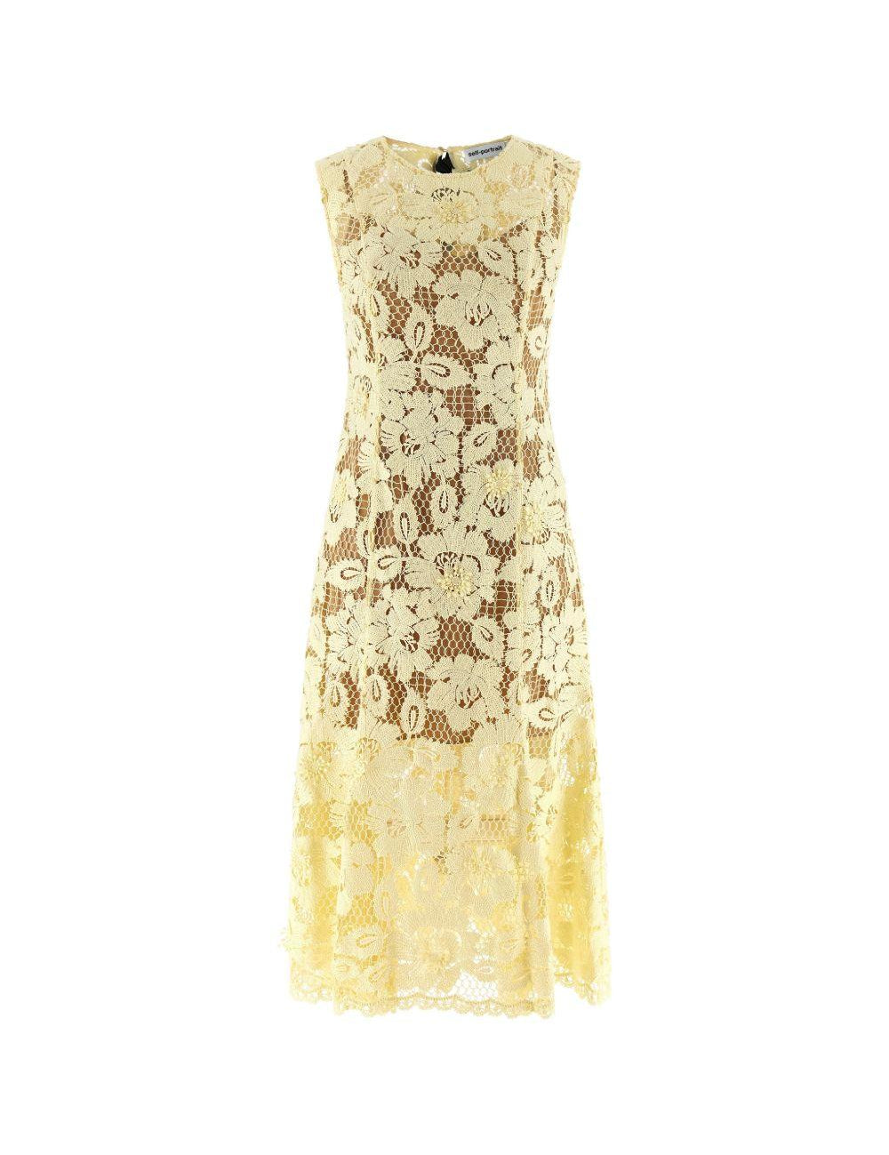 Abito midi in pizzo in giallo Self-Portrait - donna 