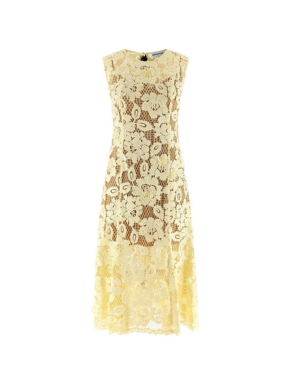 Abito midi in pizzo in giallo Self-Portrait - donna 