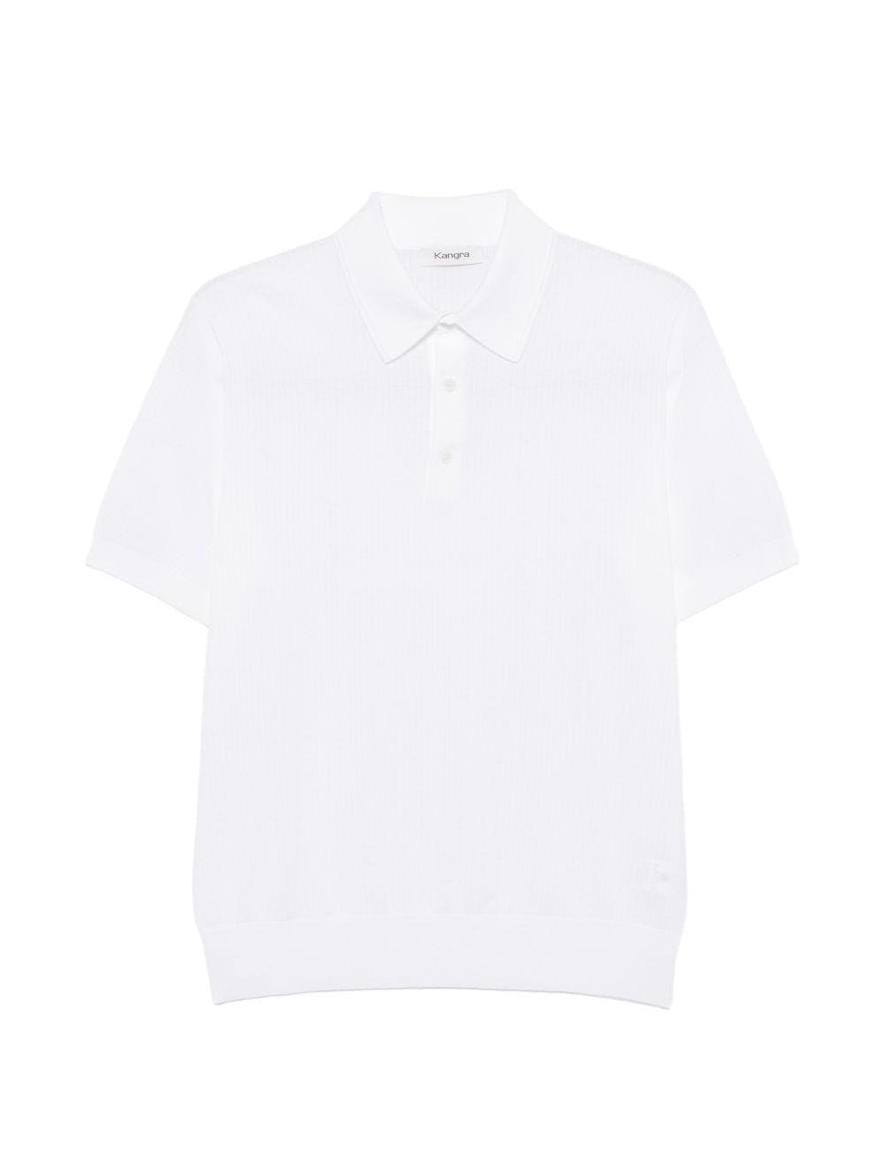 Polo a coste con zip in bianco Kangra - uomo 