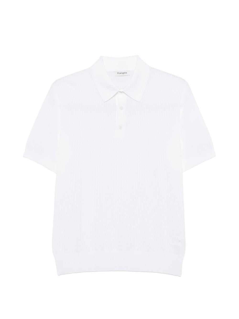 Polo a coste con zip in bianco Kangra - uomo 