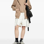 Shorts bauhaus con bordi sfilacciati in bianco Rick owens drkshdw - uomo 