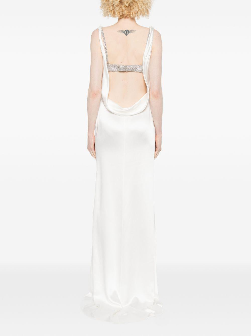 ABITO LUNGO CON BRALETTE GIOIELLO IN BIANCO GIUSEPPE DI MORABITO - donna 