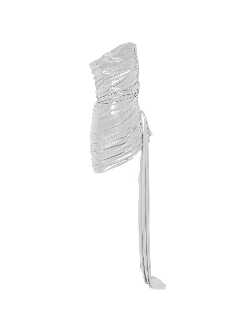 Abito mini drappeggiato in argento Norma Kamali - donna 