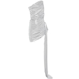 Abito mini drappeggiato in argento Norma Kamali - donna 