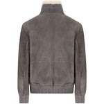 Giacca in pelle a collo alto in grigio Brunello cucinelli - uomo 