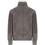 Giacca in pelle a collo alto in grigio Brunello cucinelli - uomo 