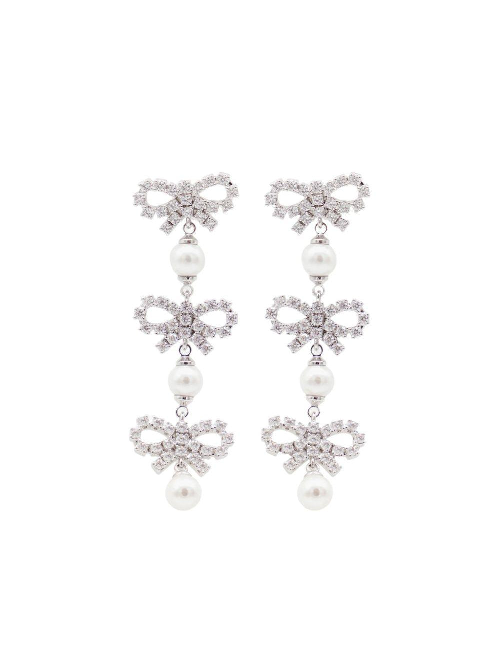 Orecchini con cristalli e fiocco in argento Self-portrait - donna 