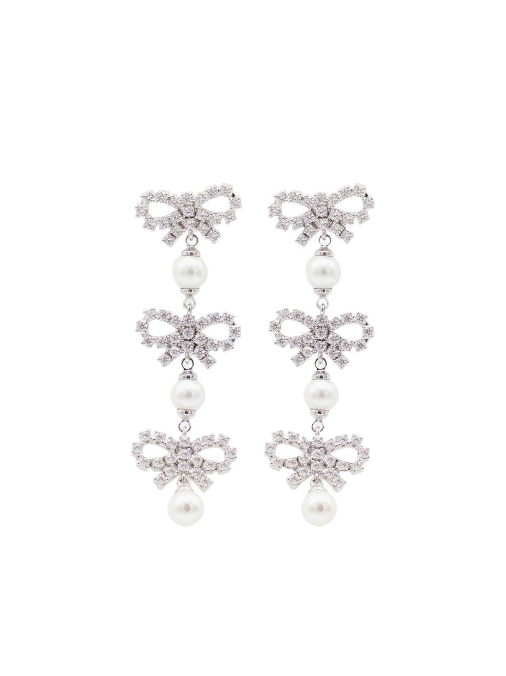 Orecchini con cristalli e fiocco in argento Self-portrait - donna 