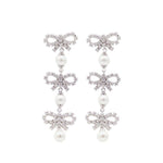 Orecchini con cristalli e fiocco in argento Self-portrait - donna 