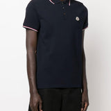 Polo con applicazione logo in blu Moncler - uomo 