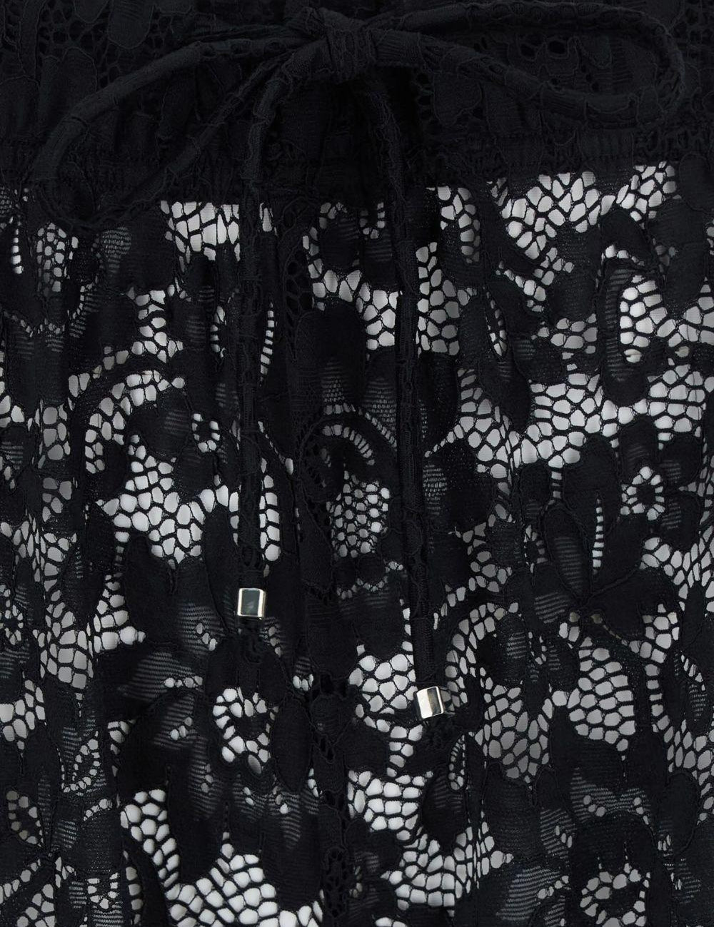 Pantaloni con inserti in pizzo in nero Venuja - donna 