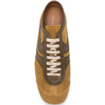 Sneakers in pelle con design a pannelli in marrone 