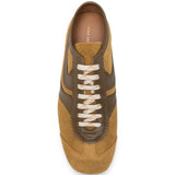 Sneakers in pelle con design a pannelli in marrone 