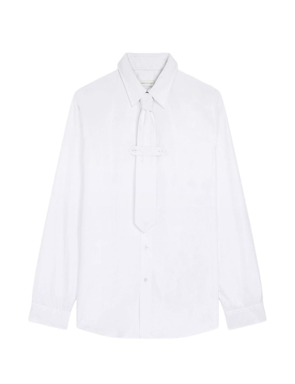 Camicia con dettaglio cravatta in cotone bianco 