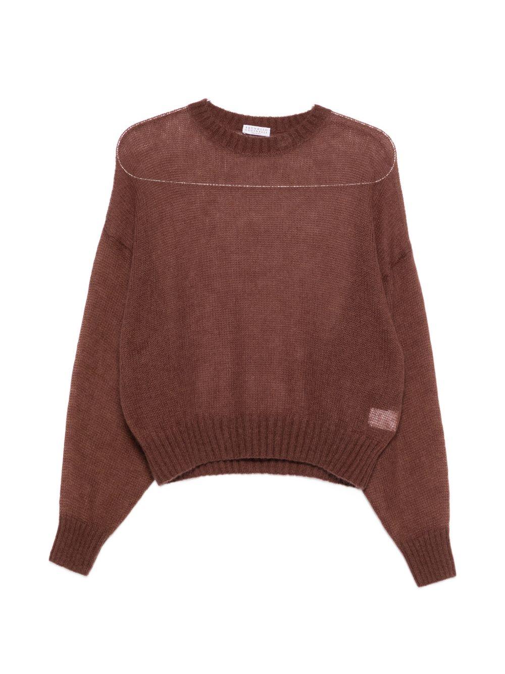 Maglione girocollo in marrone Brunello cucinelli - donna 