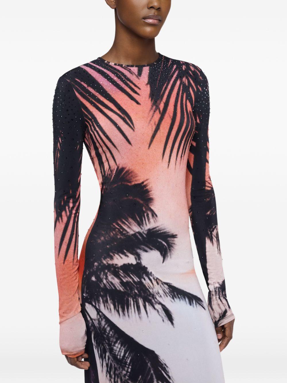 Abito maxi con stampa e cristalli multicolore Rabanne - donna 