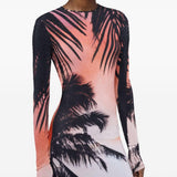Abito maxi con stampa e cristalli multicolore Rabanne - donna 