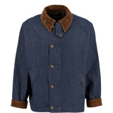 Giacca denim con colletto a coste in blu e marrone Barbour - uomo 