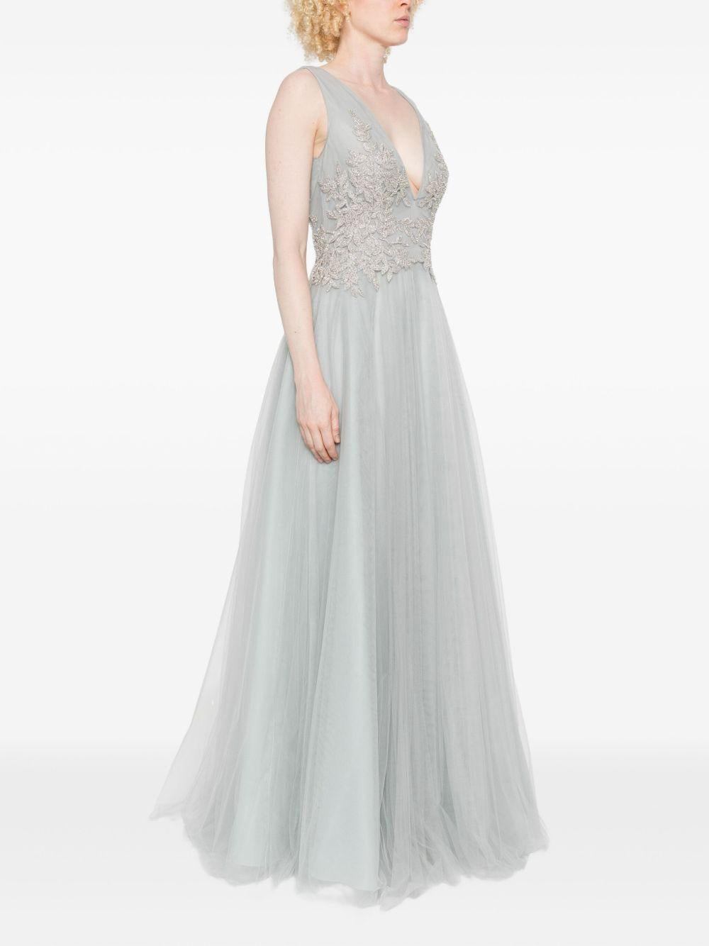 Abito lungo con scollo a V in grigio Costarellos - donna 
